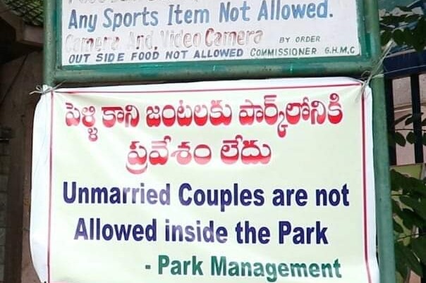 Banner from Hyderabad park removed after outrage over 'moral policing'
