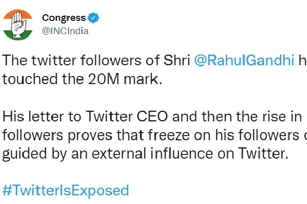 Rahul's Twitter follower count was guided by external forces: Cong