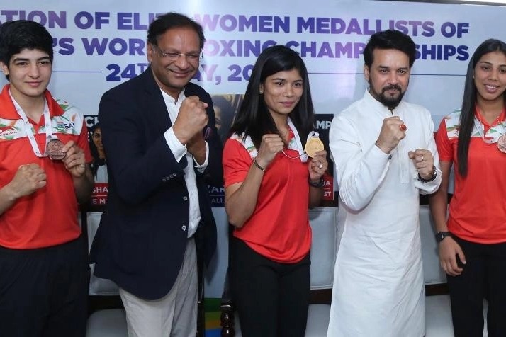 BFI, SAI felicitate World Championships medallists Nikhat, Parveen and Manisha