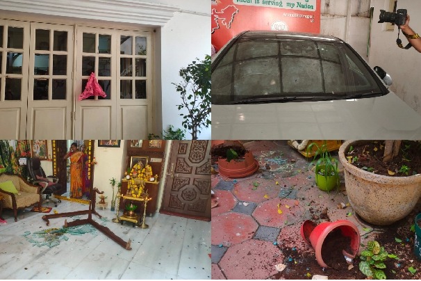 TRS workers attack BJP MP Arvind's house in Hyderabad