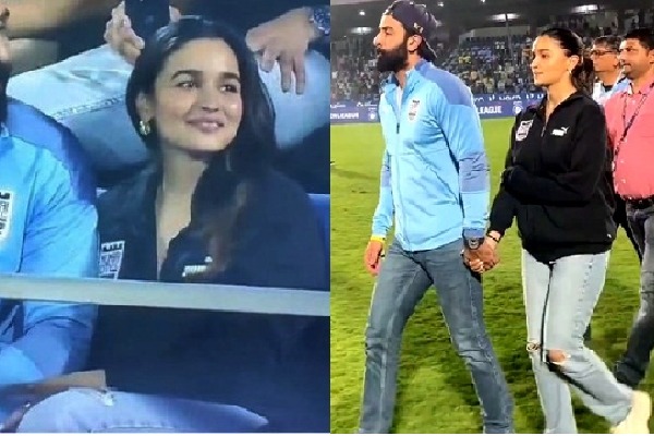 Ranbir, Alia hold hands, enjoy football match from stands