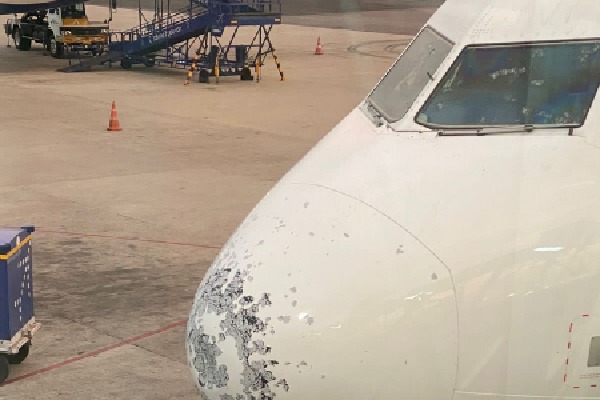 Flight from Ahmedabad hit by hailstorm at Hyderabad airport