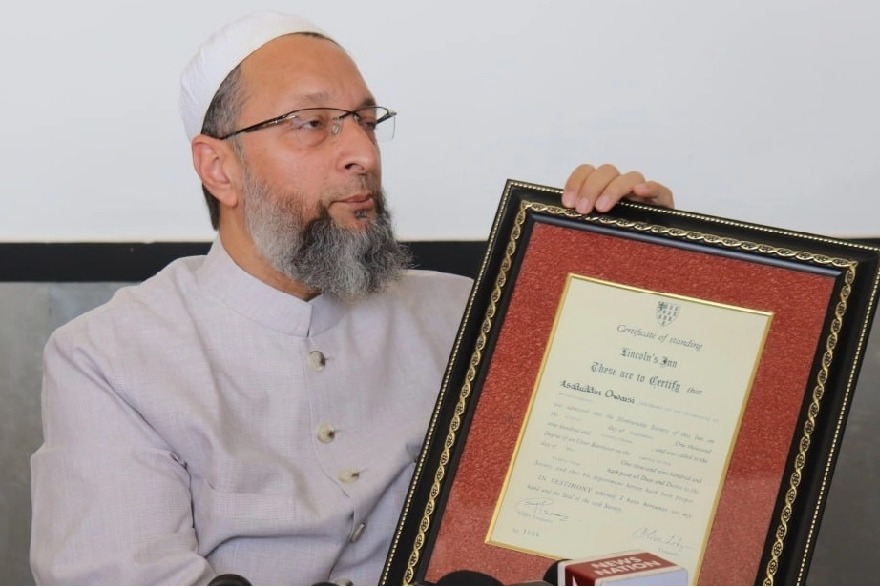 Asaduddin Owaisi shows his bar-at-law degree