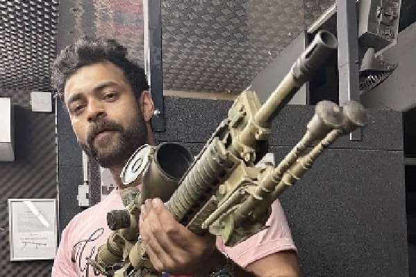 Varun Tej learning use of guns for 'Gandeevadhari Arjuna'