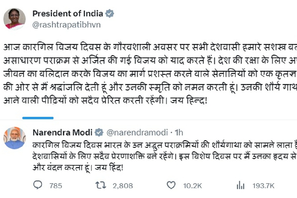 Prez Murmu, PM Modi pay rich tributes on Kargil Vijay Diwas