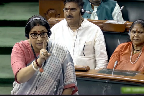Smriti Irani slams Rahul Gandhi over his alleged gesture of flying kiss