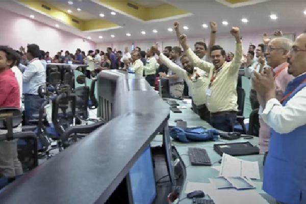 ISRO officials over the moon as lander touches lunar surface