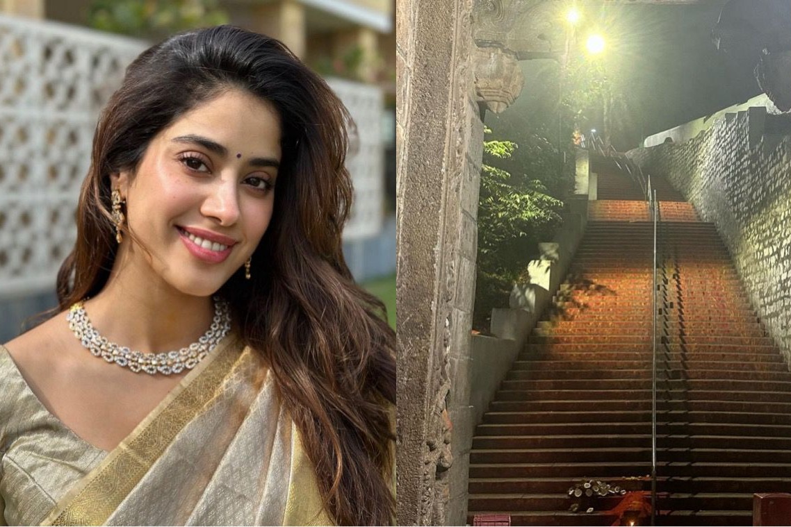 Janhvi Kapoor oozes elegance in saree, begins new year with spiritual bliss
