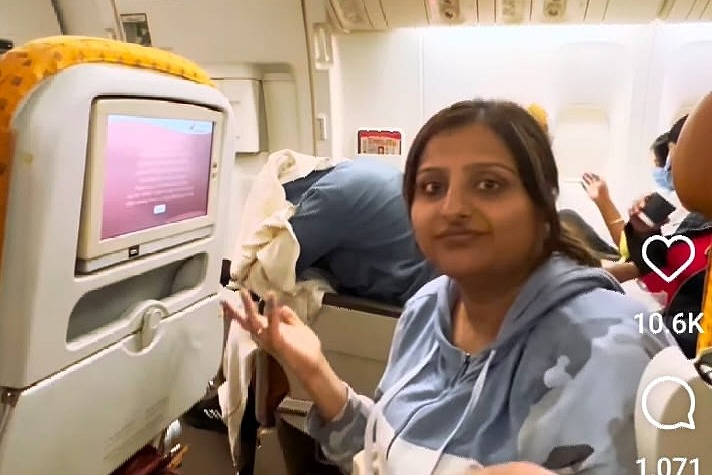 Woman shares video of Air India flight with non-functional reading lights & broken seats
