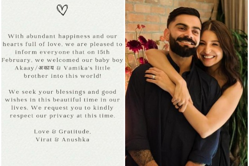 Anushka-Virat blessed with a boy; name him 'Akaay'