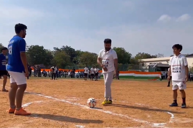 Revanth Reddy, Owaisi unwind with football, cricket