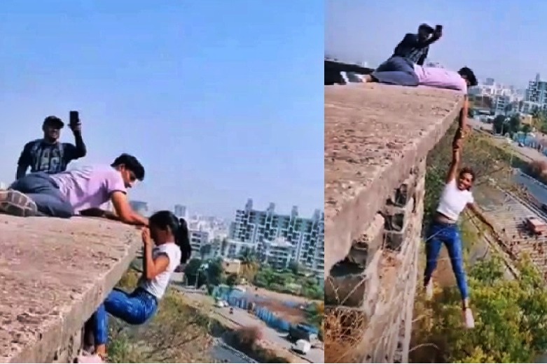 Girl dangles mid-air for reel, Pune Police nab 2 for daredevil stunt