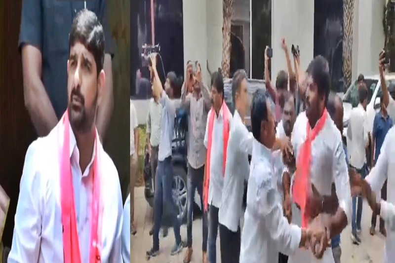 Defected MLA reaches BRS MLA's house, dares him to come out (Ld)