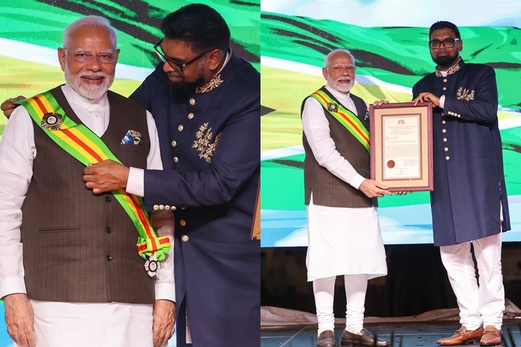 PM Modi conferred with Guyana's 'The Order of Excellence', dedicates it to people of India