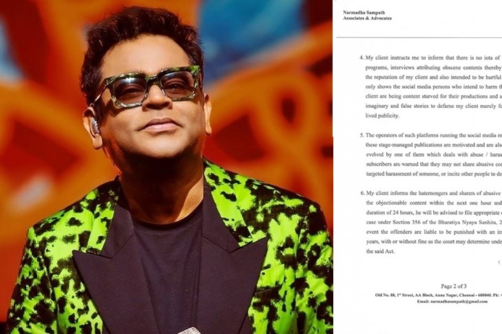 A.R. Rahman issues legal notice to ‘slanderers’, warns of dire consequences