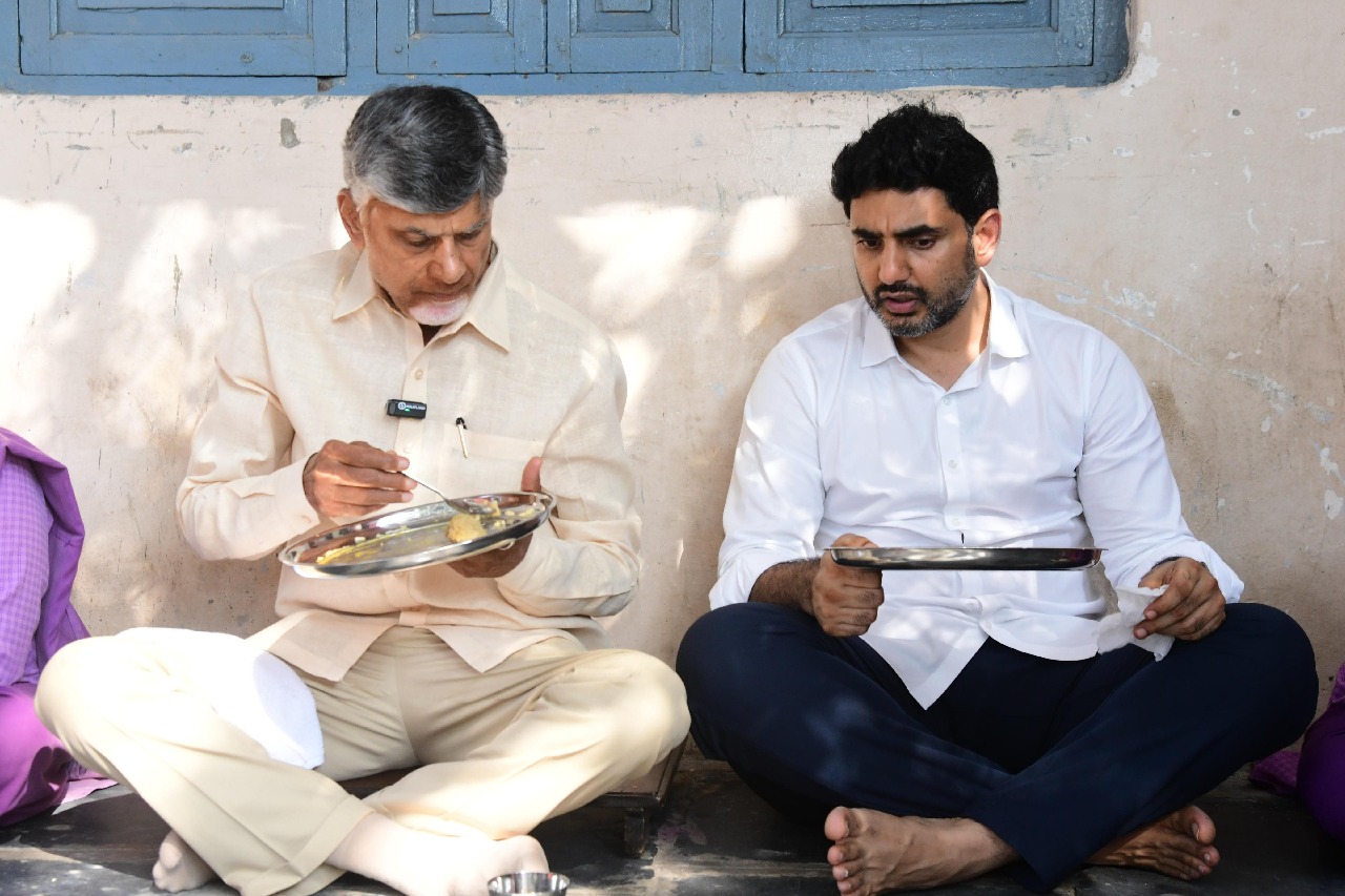 Nara Lokesh Impresses All by Clearing His and Chandrababu’s Plates After Lunch
