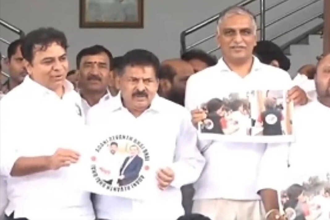 KTR, Harish Rao Arrested During Assembly Protest Over Adani T-Shirts
