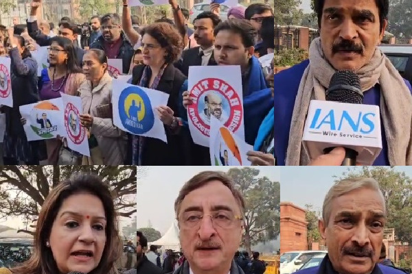 Ambedkar row: INDIA bloc stages protest march against HM Shah; slams BJP's 'diversionary tactics'