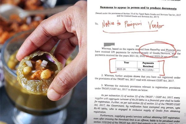 Pani Puri Seller Earns INR 40 Lakhs in a Year, GST Notice Sparks Online Debate