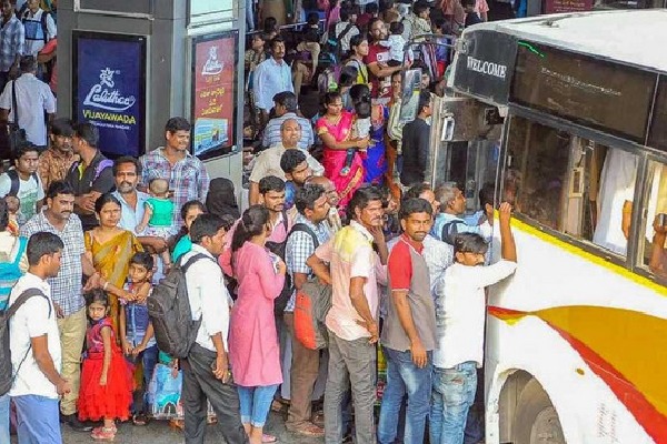Sankranti Holidays End, Heavy Crowds at Vijayawada Bus and Railway Stations