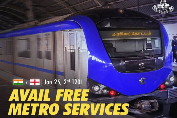 Chennai to Host Second India-Australia T20; Free Metro Services Announced