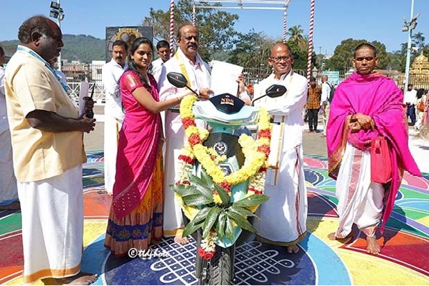 Expensive Electric Two-Wheelers Donated to Tirumala Sri Venkateswara Swamy