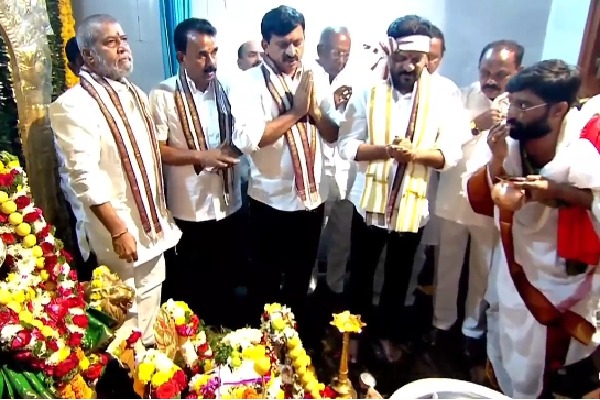 CM Revanth Reddy Offers Silk Garments to Goddess Ellamma in Polepally