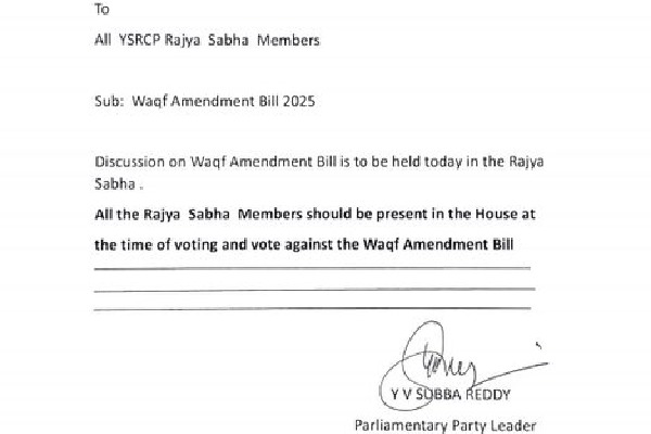 YSRCP denies supporting Waqf (Amendment) Bill in Parliament