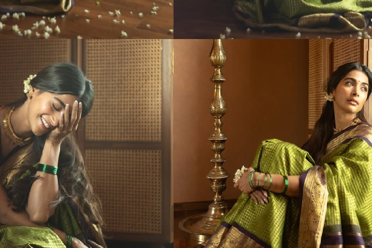 Pooja Hegde poses in a 70-year-old saree from her vintage closet