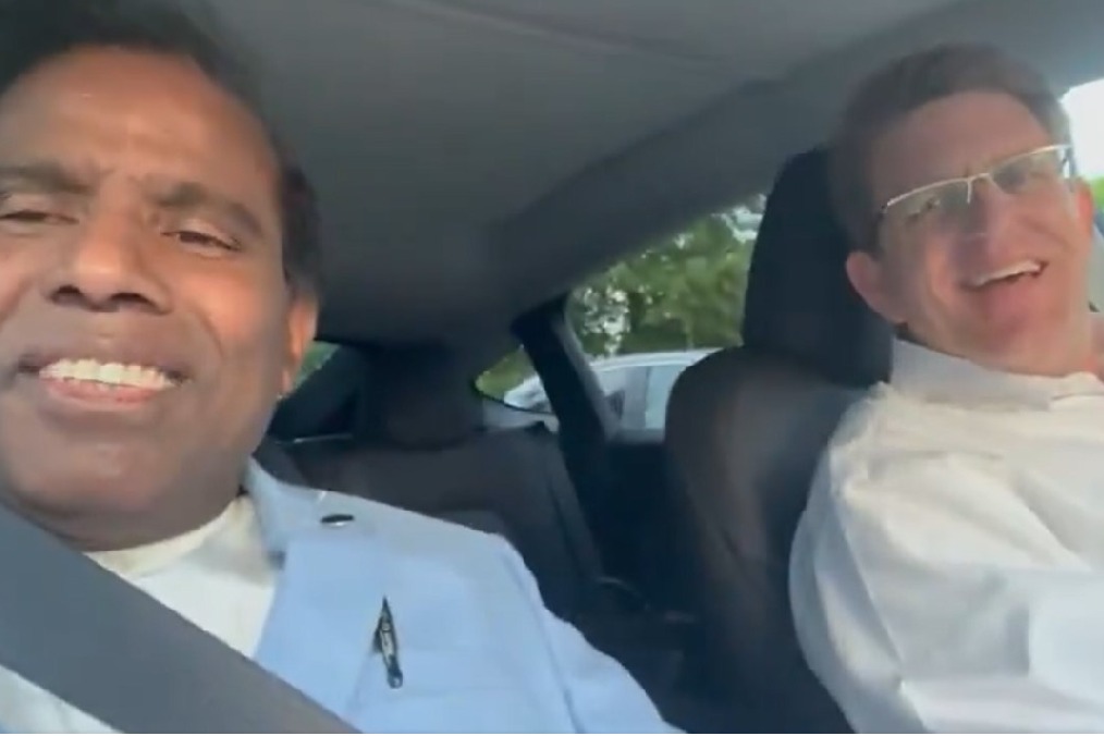 KA Paul Goes on a Drive in a Self-Driving Tesla with a Friend in Washington