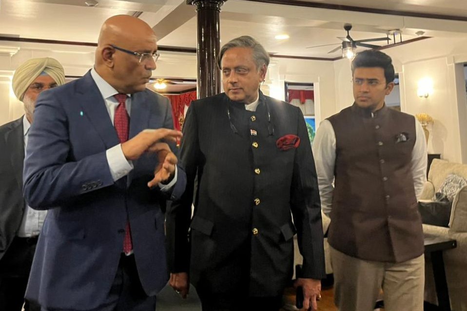 Tharoor, Surya take India’s anti-terror message to Guyana’s Vice President Bharrat Jagdeo