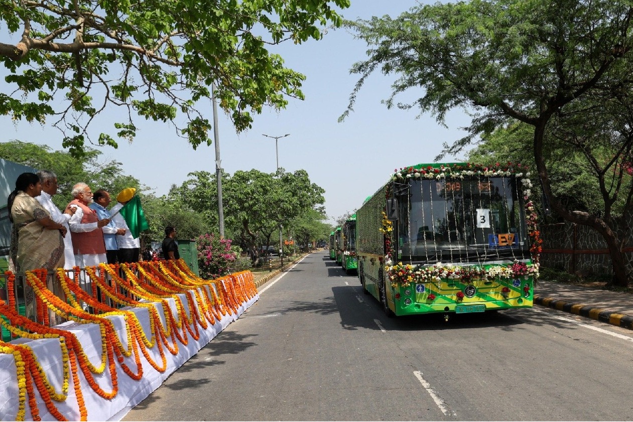 PM Modi flags off electric buses for clean and green Delhi
