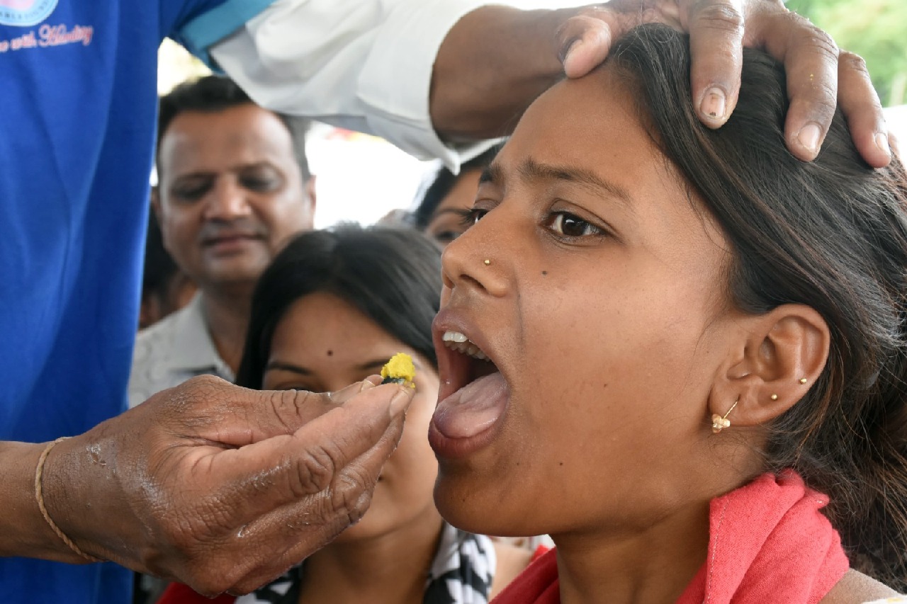 Asthma patients line up at Hyderabad's Exhibition Grounds to take 'fish prasadam'