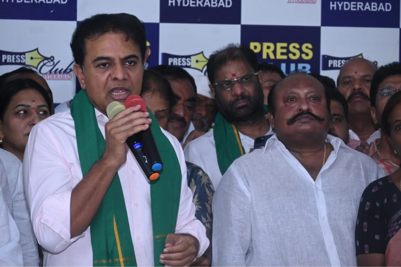 KTR reaches Press Club after accepting CM Revanth Reddy's debate challenge