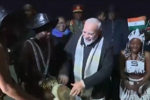PM Modi joins in on Namibian drums during ceremonial welcome in Windhoek