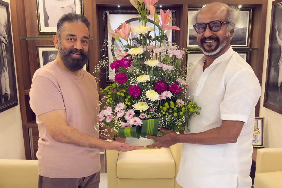 Rajinikanth congratulates Kamal Haasan on becoming a member of the Rajya Sabha