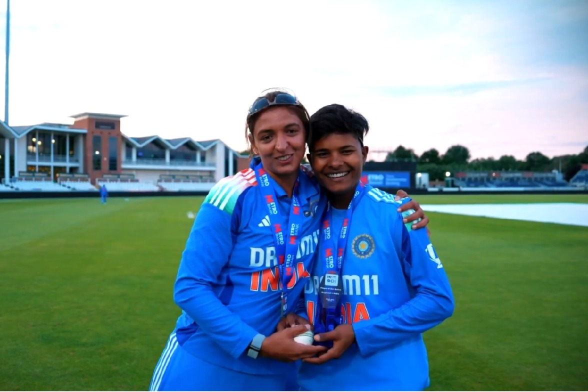 Harmanpreet shares POTM award with Kranti Gaud for series winning six-fer against England