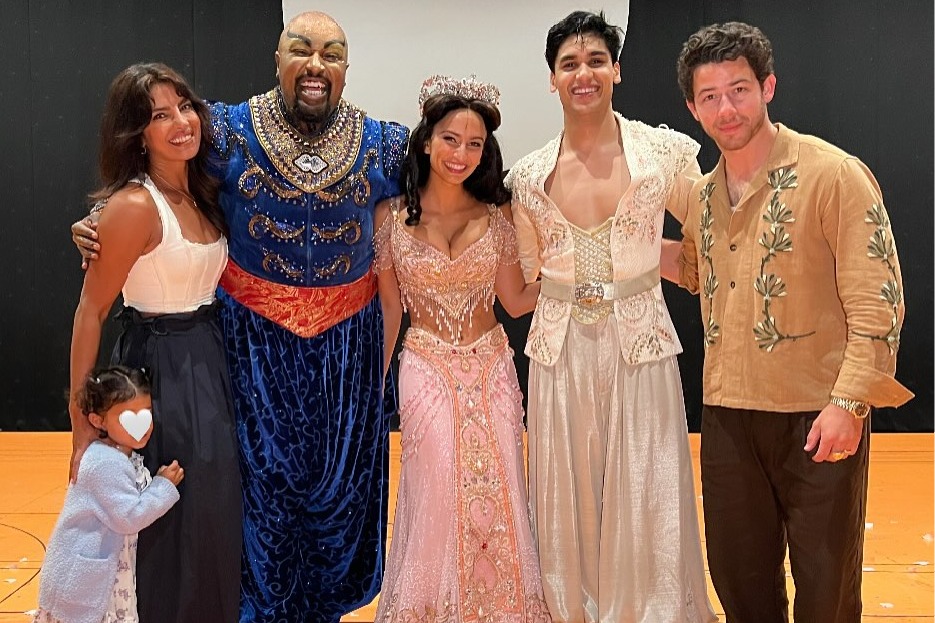 Malti plays with a lamp as parents Priyanka, Nick take her for ‘Aladdin’ Broadway show
