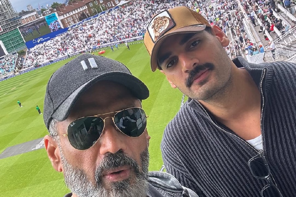 KL Rahul’s in-laws, Suniel Shetty, Ahan Shetty celebrate team India’s win straight from Oval stadium