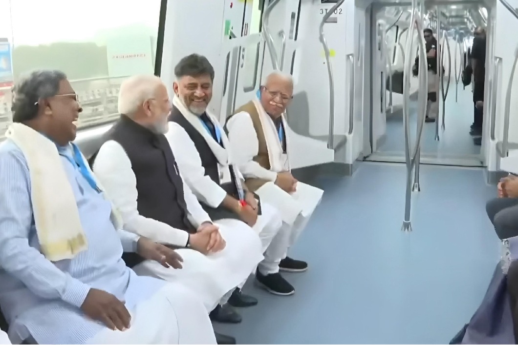 CM Siddaramaiah, Dy CM Shivakumar share pleasant moments with PM Modi during B'luru visit