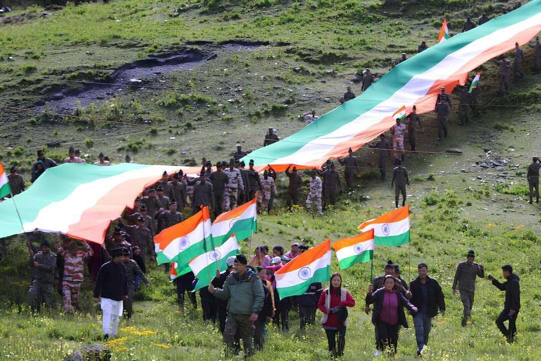 Indian Army, ITBP and locals unite for historic ‘Tiranga March’ at 14,000 ft in Tawang