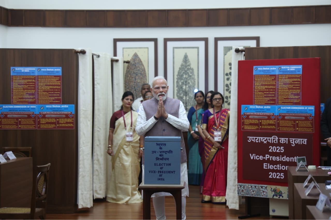 VP election kicks off; PM Modi casts first vote