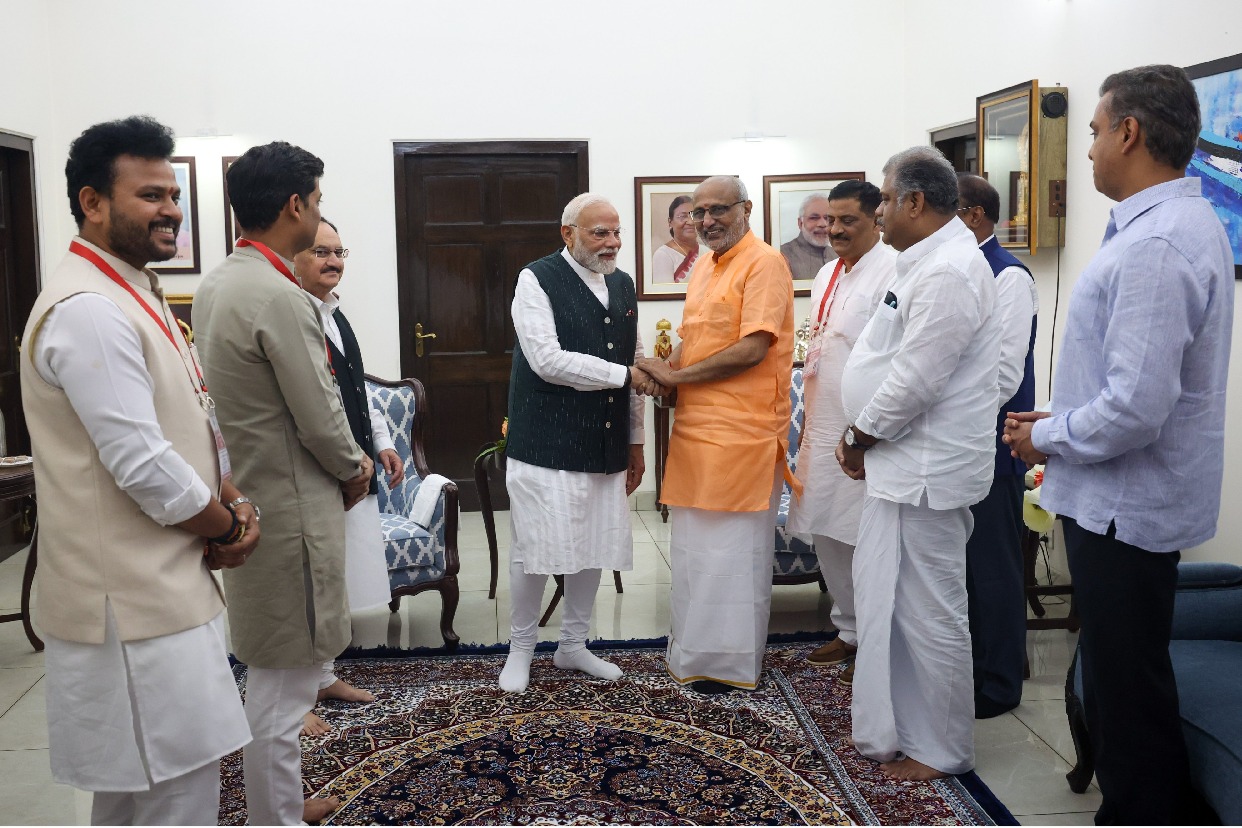 PM Modi meets CP Radhakrishnan after Vice Presidential victory