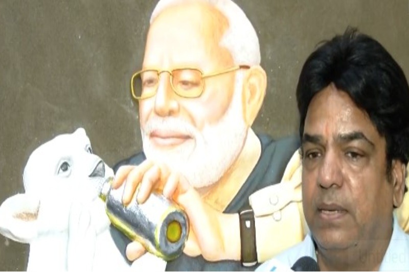 Rajasthan artist Mahesh Vaishnav's cow-dung painting honours PM Modi on his 75th birthday