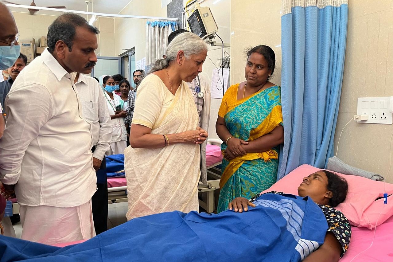 FM Nirmala Sitharaman visits Karur; meets survivors, families of stampede victims