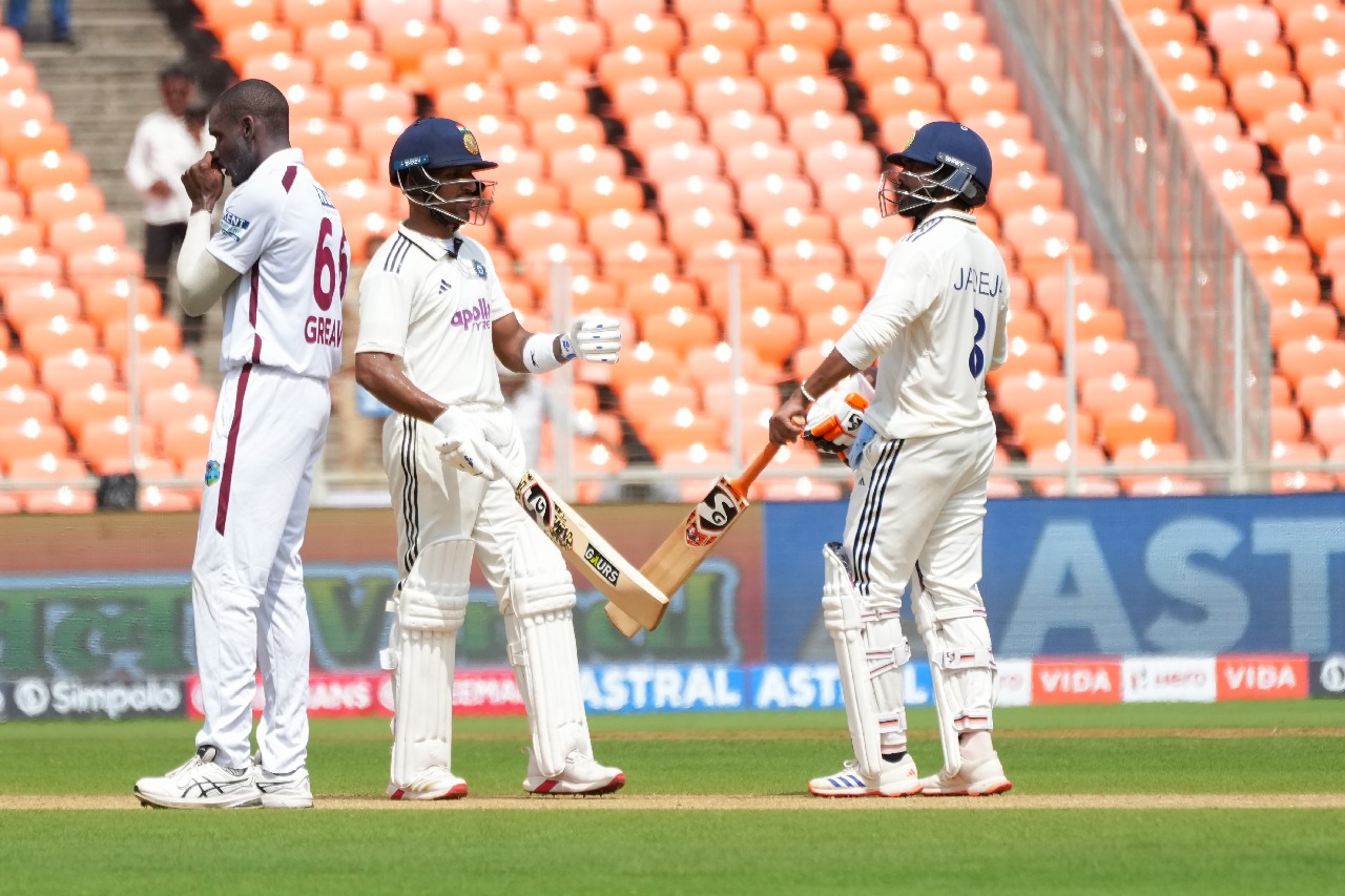 1st Test: Jurel, Jadeja's fifties swell India's lead to 164 runs at tea against West Indies