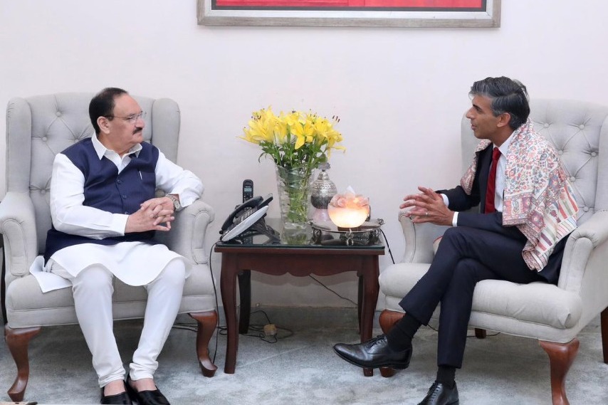 Union Minister JP Nadda, former UK PM Rishi Sunak discuss deepening ties