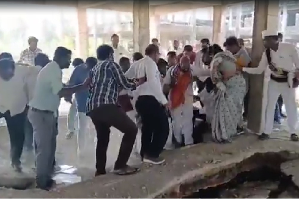 Narrow escape for Telangana MLA as basement collapses during inspection of houses