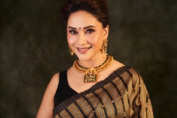 Madhuri Dixit stuns in her Sonepuri silk saree, carries 'quiet grace on every fold'