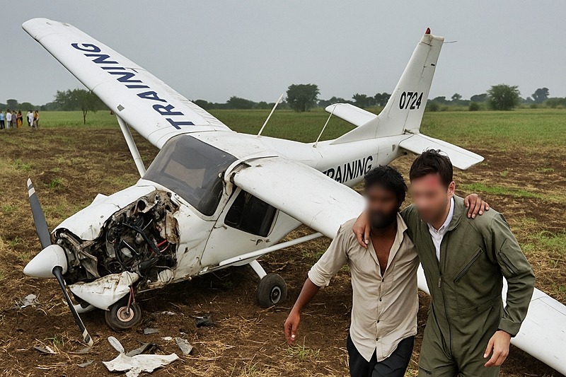 Training aircraft crashes in Madhya Pradesh; villagers rescue pilot, trainee